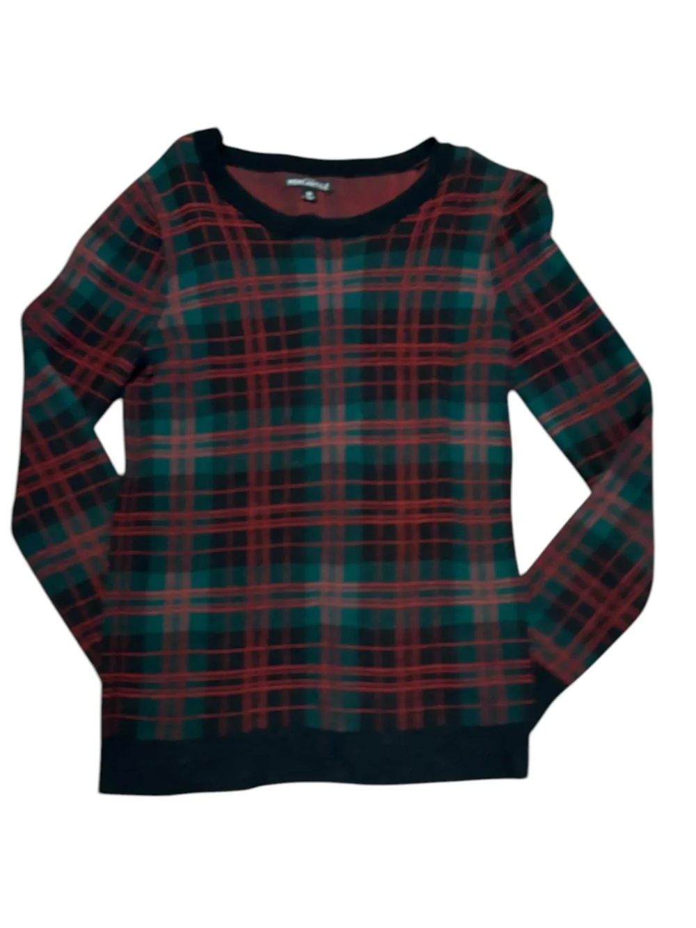 J. Crew black green red plaid sweater xs